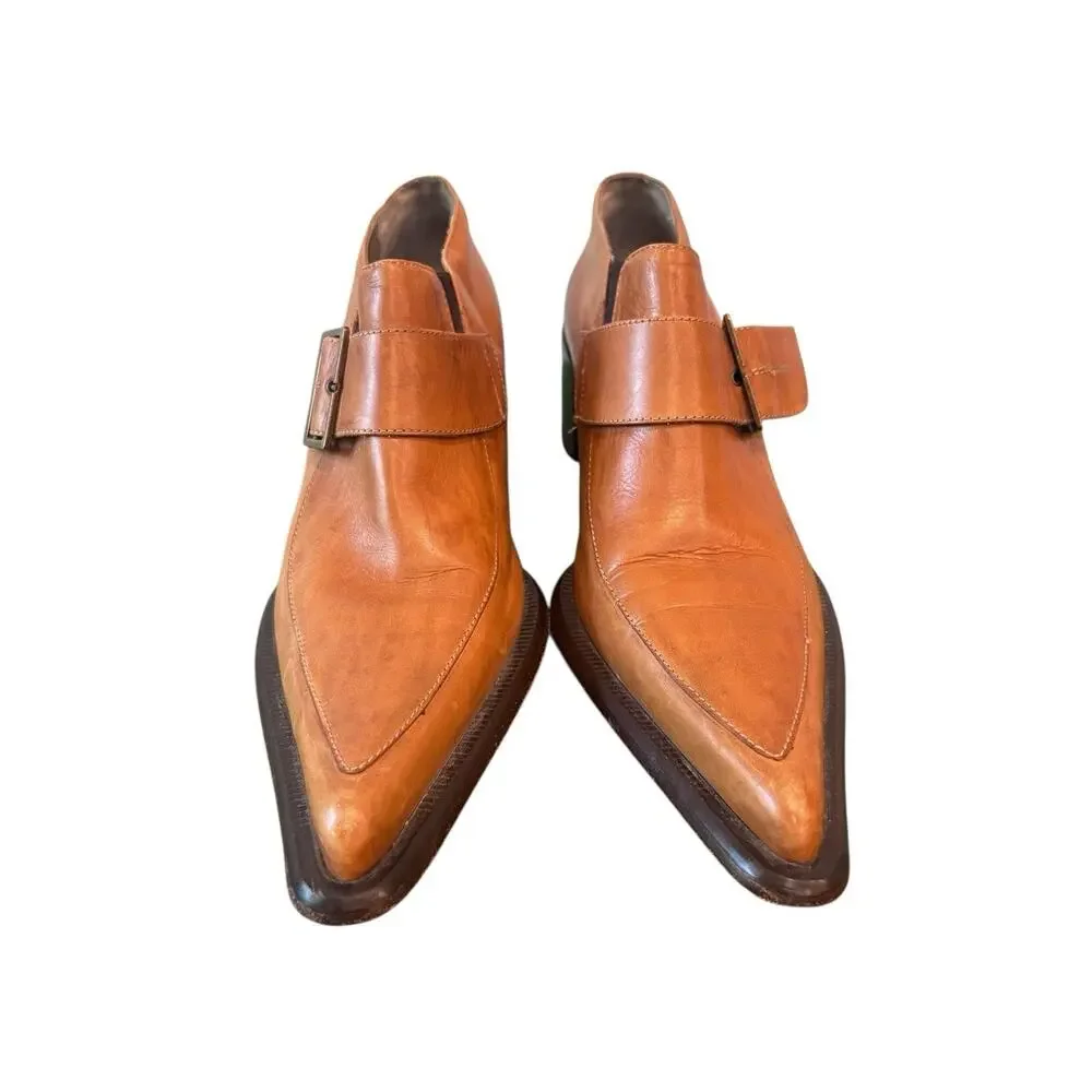 Enzo Moreni monk strap shoes mens Italian leather‎ pointed toe. Italian Size 38
